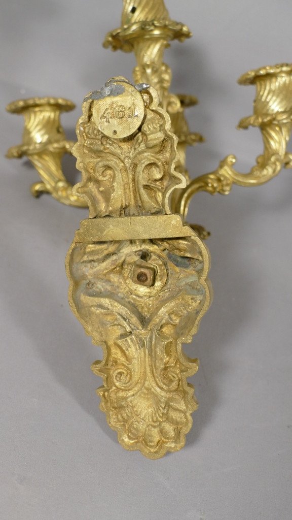 Suite Of 4 Sconces In Gilt Bronze From The Charles X Restoration Period, Early XIXth-photo-8
