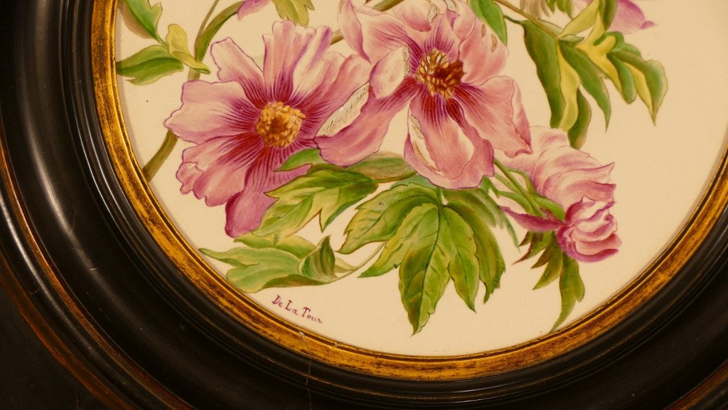 Peonies, Large Dish In Hand Painted Earthenware, Bouquet Of Flowers, XIXth Napoleon III-photo-4