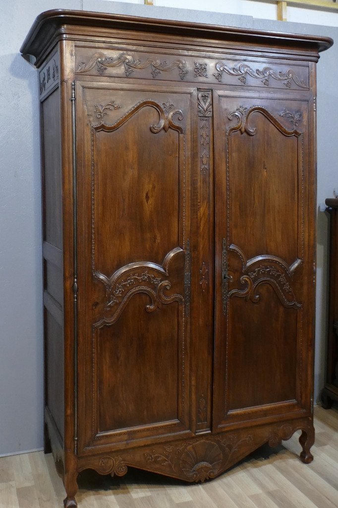 Grande Armoire Penderie  Louis XV En Merisier époque XIX ème Siècle-photo-1