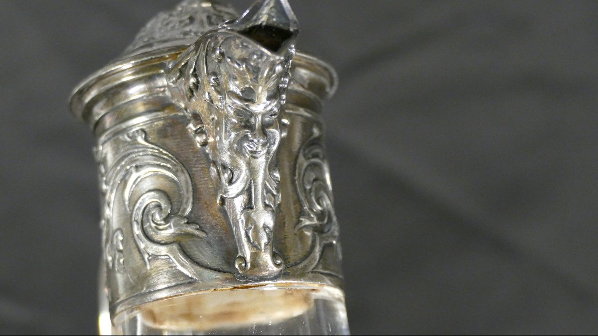 Christofle Gallia, Ewer In Crystal And Silver Metal, Late Nineteenth Time-photo-2