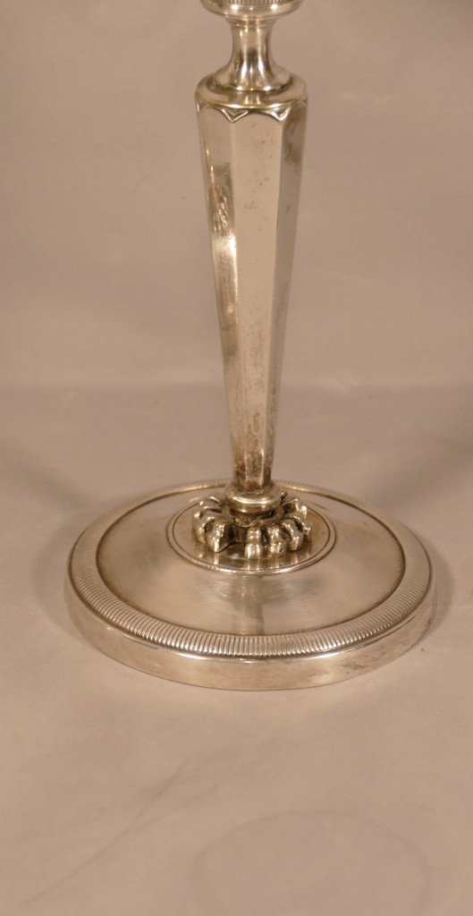 Claude Galle Or Ravrio, Pair Of Candlesticks Candlesticks In Silver Bronze, Late Eighteenth Century-photo-3