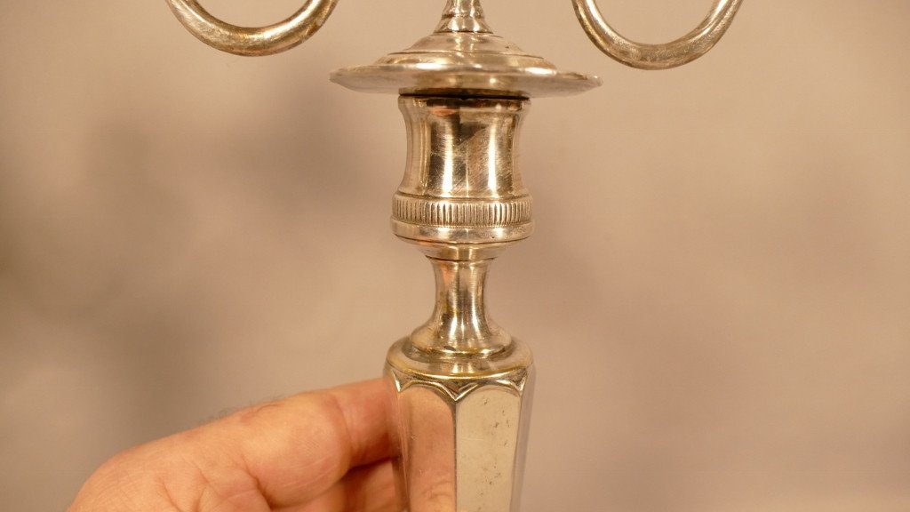 Claude Galle Or Ravrio, Pair Of Candlesticks Candlesticks In Silver Bronze, Late Eighteenth Century-photo-6