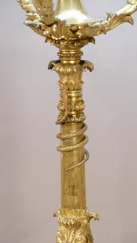 Large Candelabra Lamp In Gilt Bronze, Restoration Period, Early XIXth-photo-4