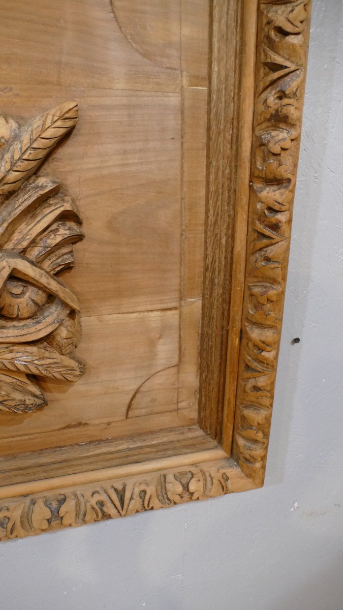 Woodwork Panel With Carved Pheasant, Game Hunting Trophy, XIX-photo-4