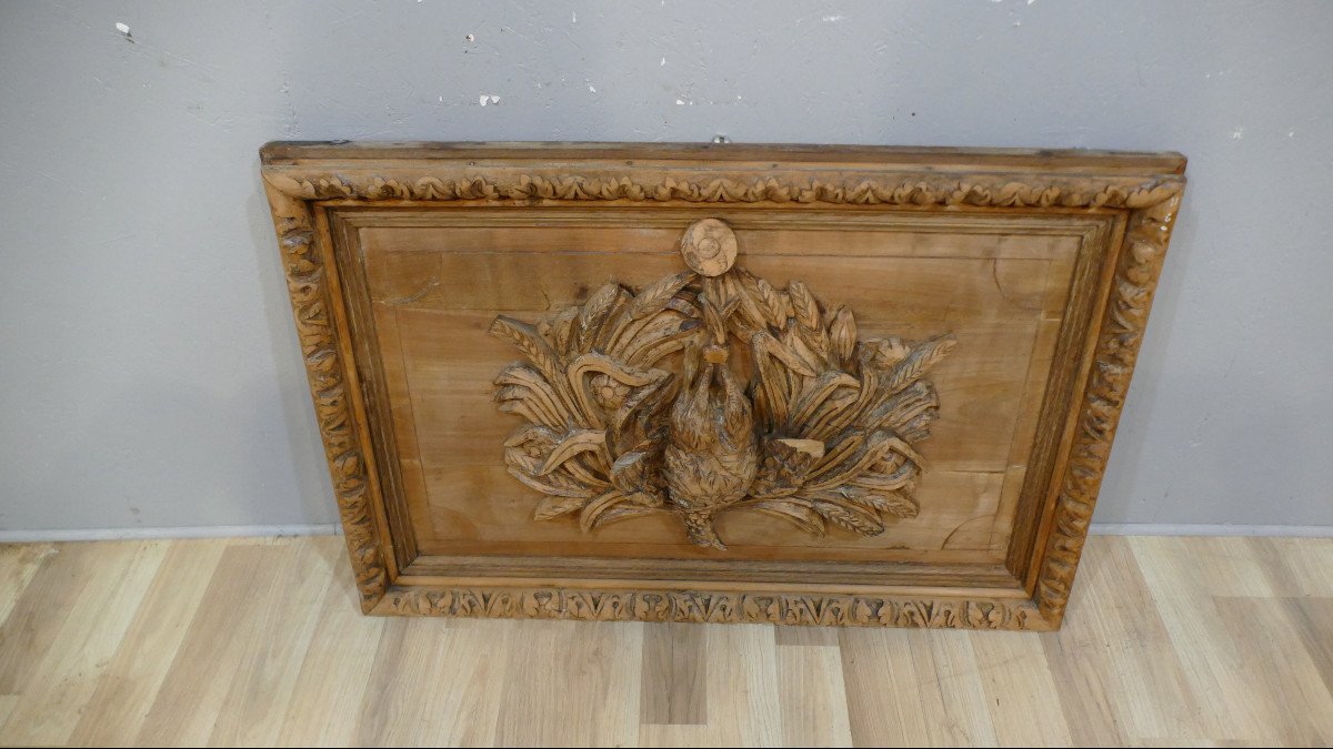 Woodwork Panel With Carved Pheasant, Game Hunting Trophy, XIX-photo-7