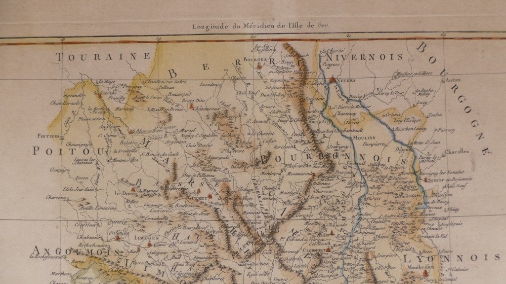 Carte XVIII ème De La Marche, Du Limousin, De l'Auvergne Et Du Bourbonnois Par M. Bonne -photo-3
