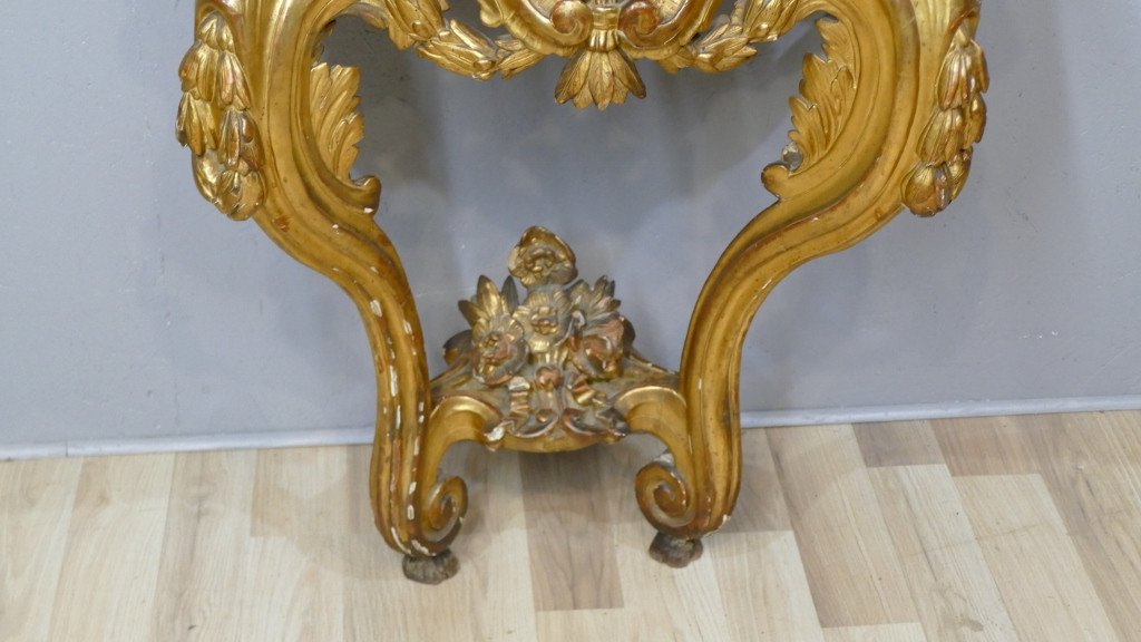 Transition Wall Console Louis XV Louis XVI In Golden Wood, Eighteenth Time-photo-4