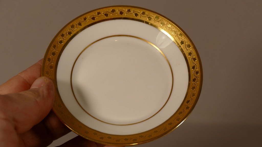 Tasse Litron De Collection En Incrustation d'Or Et Porcelaine Blanche, Limoges-photo-2