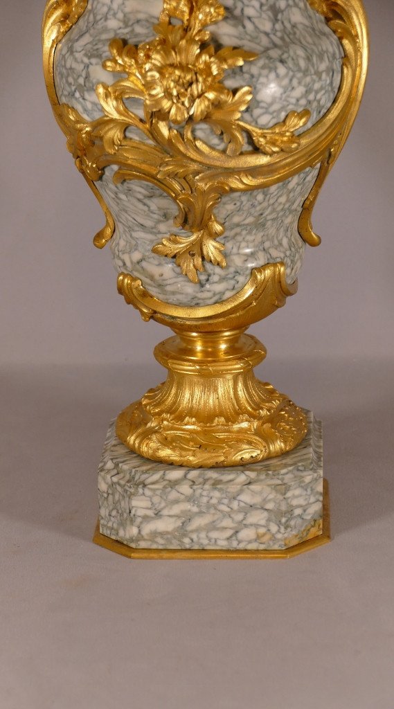 H 57.5 Cm, Cassolette En Marbre Et Bronze Doré De Style Louis XV, époque Napoléon III -photo-4
