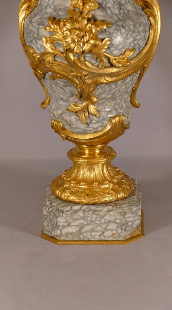 H 57.5 Cm, Cassolette In Marble And Gilt Bronze Louis XV Style, Napoleon III Period-photo-4