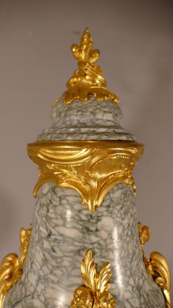 H 57.5 Cm, Cassolette En Marbre Et Bronze Doré De Style Louis XV, époque Napoléon III -photo-2