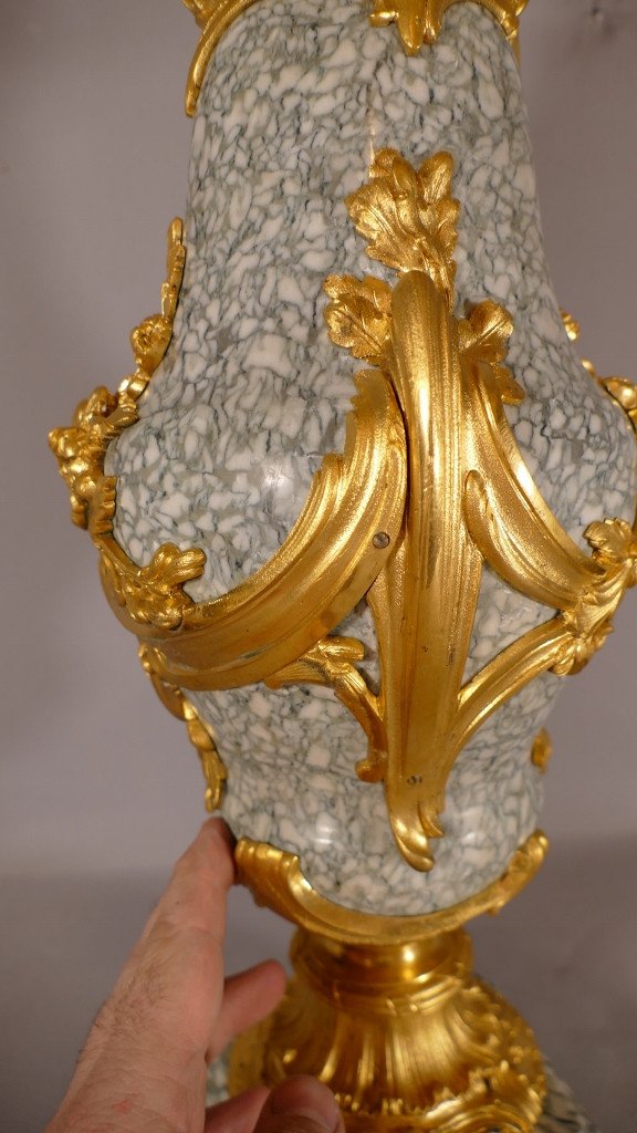 H 57.5 Cm, Cassolette En Marbre Et Bronze Doré De Style Louis XV, époque Napoléon III -photo-5