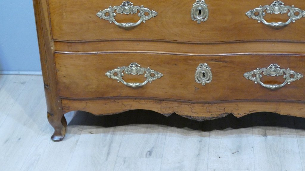 Commode  Galbée Louis XV En Merisier époque XVIII ème Siècle-photo-4