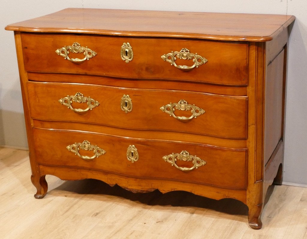 Louis XV Curved Commode In Cherry XVIIIth Century