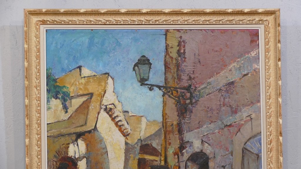 La Brocante Du Village, R Boivin, Huile Sur Isorel, XX ème-photo-2