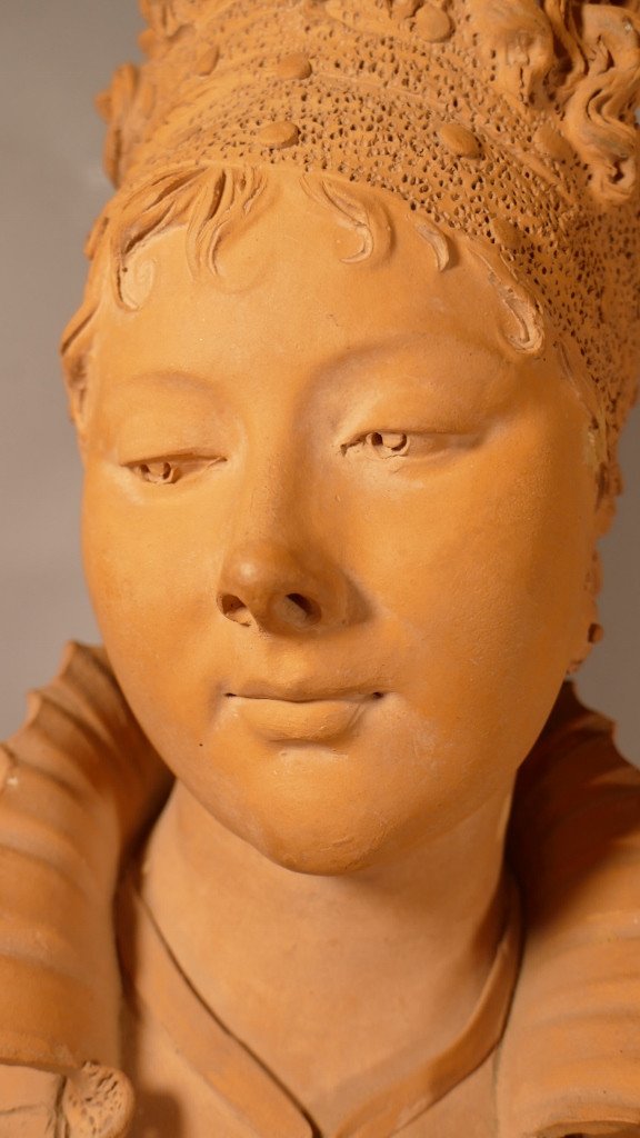 Madame De Récamier, Terracotta Bust By Jonchery, Late Nineteenth Time-photo-5