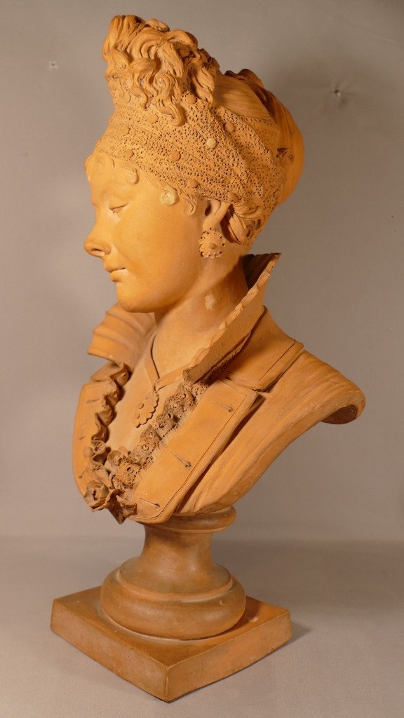 Madame De Récamier, Terracotta Bust By Jonchery, Late Nineteenth Time-photo-6