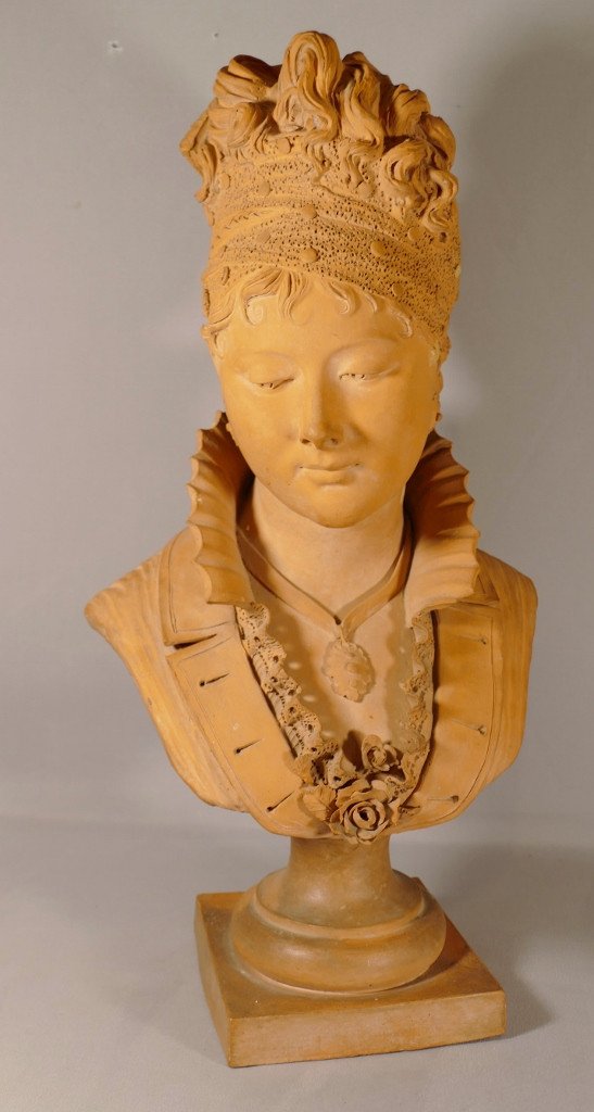 Madame De Récamier, Terracotta Bust By Jonchery, Late Nineteenth Time