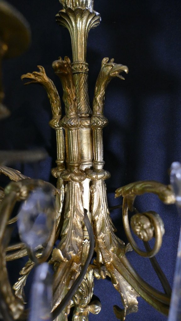 Pair Of Napoleon III Sconces With Phoenixes In Gilt Bronze And Crystal, XIXth-photo-5