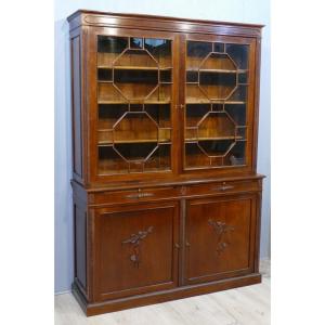 Bookcase In Two Bodies In The English Empire Style In Mahogany, Early Twentieth Time