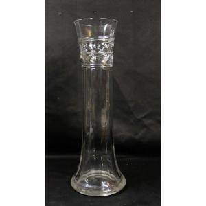 Baccarat Laurier, Large Engraved Crystal Vase, 1900 Period