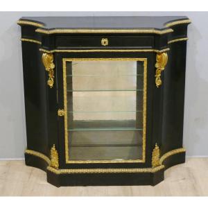 Meuble d'Appui Formant Vitrine En Bois Noir Et Bronze Doré, Napoléon III 