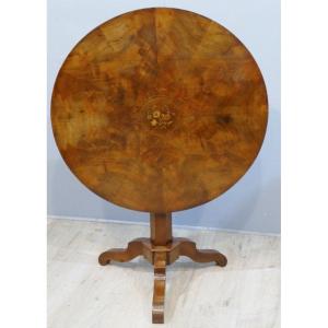 Directoire Tilting Pedestal In Walnut And Walnut Veneer With Marquetry, Late 18th Century
