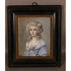 Antoine Berjon (1754-1843), Miniature Sur Ivoire, Portrait Femme, Marie Antoinette, Fin XVIII è