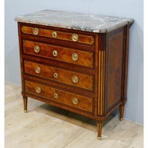 Louis Moreau (1740-1791) Jme, Louis XVI Marquetry Commode, XVIIIth Century