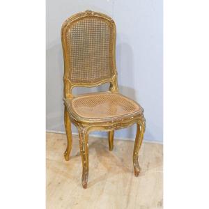 Bedroom Or Living Room Chair In Golden Wood Louis XV Style, XIXth Time