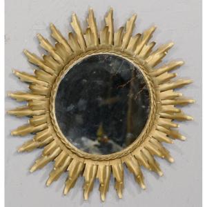 Sun Mirror In Iron With Clear Bronze Patina, Around 1960