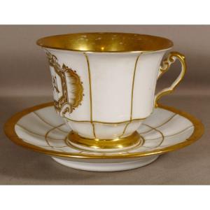 Louis Philippe Chocolate Cup In White And Gold Porcelain, 19th Century
