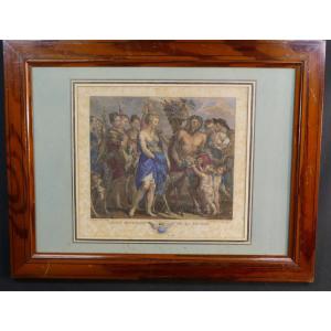 Vénus Revenant De La Chasse, Gravure Colorée XVIII ème Par De Launay d'Après Rubens 