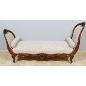 Boat Daybed, Carved Solid Mahogany Chaise Longue, Louis Philippe Period, Early 19th Century