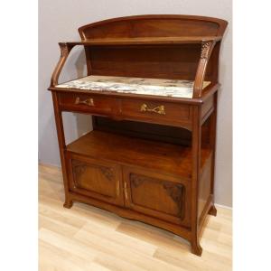 Georges Nowak Art Nouveau Buffet Serving Vine, Grape, Mahogany, 1900 Period, Nancy