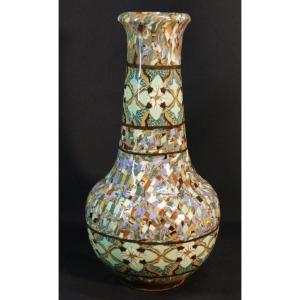 Jean Gerbino Vallauris, Large Vase In Mosaic Earth, Early 20th Century