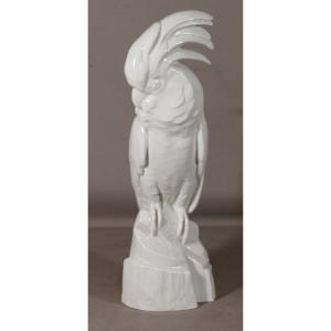  Edouard-Marcel Sandoz Et Haviland, Cacatoès, Sculpture En Porcelaine Blanche De Limoges