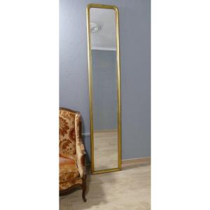 261*50.5 Cm, Haut Et étroit Miroir Louis Philippe En Bois Doré, époque 1899