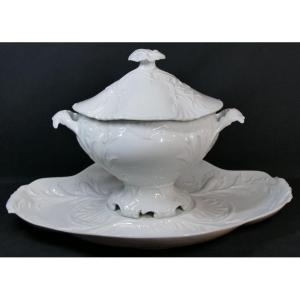68 Cm, Majestic Centerpiece In White Limoges Porcelain, Manufacture Giraud