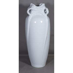 Large Art Nouveau Style Vase In White Limoges Porcelain, Haviland Manufacture