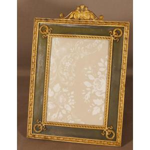 Empire Style Photo Frame In Gilt And Patinated Bronze, Late 19th Century