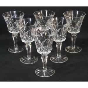Saint Louis Camargue, 6 Cut Crystal Wine Glasses
