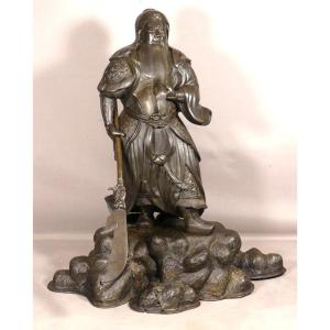 Bronze Chinois XVIII &egrave;me Si&egrave;cle, Guan Gong, Guan Yu, Dieu De La Guerre Et De La Richesse, Chine