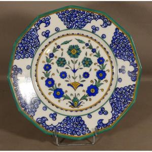 Limoges, Unique Plate Dedicated By Mouche In Riffaterre, Porcelain Dated 1930