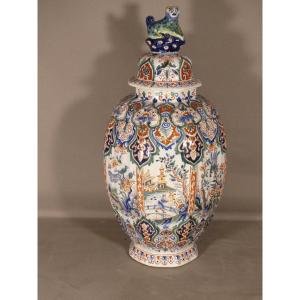 Delft XIXth, Jar, Covered Vase In The Taste Of China In Earthenware