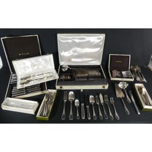 Christofle Malmaison Style Empire, Ménagère Complète Pour 12 Personnes, 126 Pièces