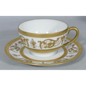Haviland Impérator, tasse à thé en porcelaine incrustation d'or