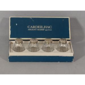 Cardeilhac, 4 salerons en argent massif et verre