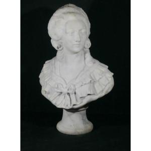 Buste De Jeune Femme En Marbre Signé A Bartel, époque XIX ème 