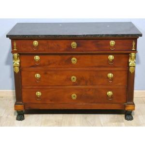 Retour d'Egypte, commode en acajou d'époque Empire, début XIX ème siècle